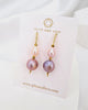 Pearl Earrings - Golden Peach and Purple Freshwater Pearl Earrings | Handmade in Singapore