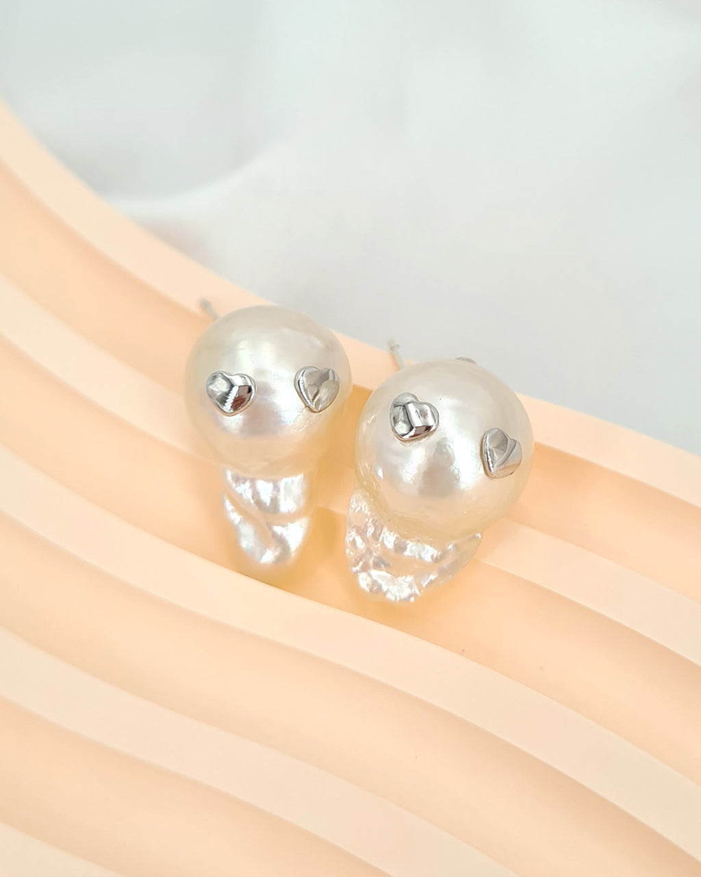 The Little Outcasts - Baroque South Sea White Pearls Stud Earrings | Fun Quirky Chic Pearl Jewelry