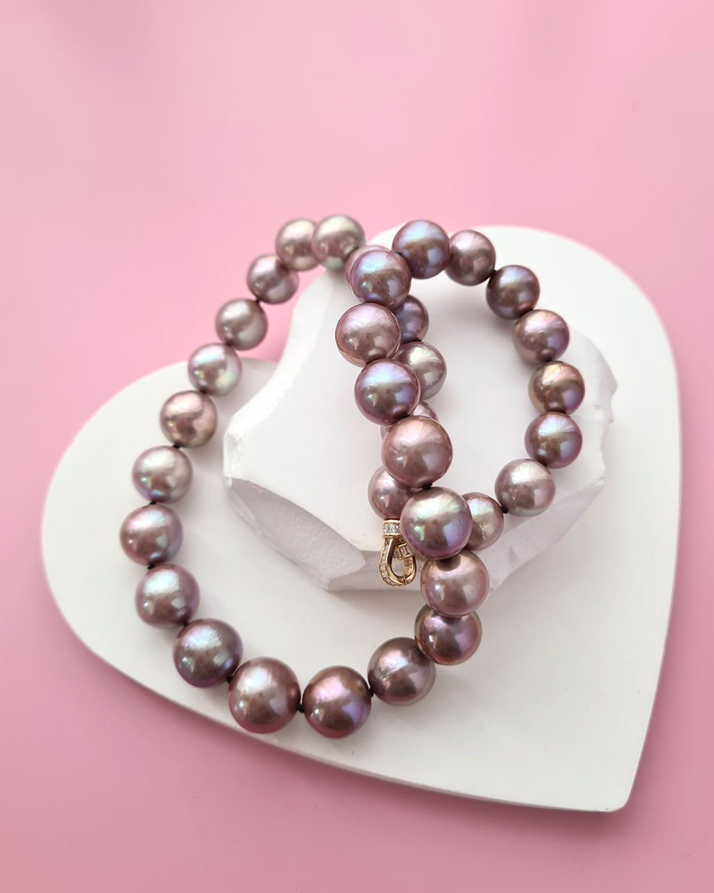 Metallic Purple Pearl Strand Necklace - Traditional Pearl Knotting, Pearl Jewelry in Singapore