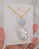 White Baroque Pearl & Jade Gold Necklace - Minimalist & Elegant