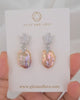 Keshi Pearl Starfish Crystal Earrings - Purple Gold Pink Keshi Pearls