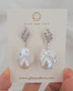 Baroque Pearl Jewelry | Statement Spiral Baroque Pearl Earrings - Icy White