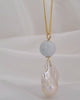 Baroque Pearl & Jade Gold Necklace - Minimalist & Elegant