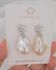 Statement Baroque Pearl Starfish Crystal Earrings - White Golden
