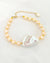 Elegant White Baroque Pearl Statement Bridal Bracelet - Pink Gold pearl jewelry for modern brides and bridesmaids