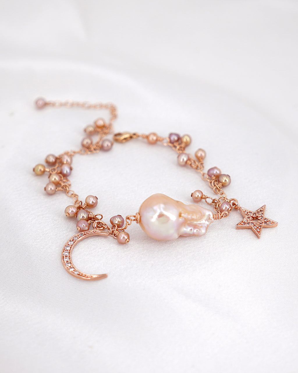 Celestial x Pink Baroque Pearl Bracelet