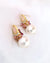 Classy Gemstone Cluster & Metallic White Edison Pearl Earrings - Rose Quartz | Modern Wedding Pearl Jewelry for Brides