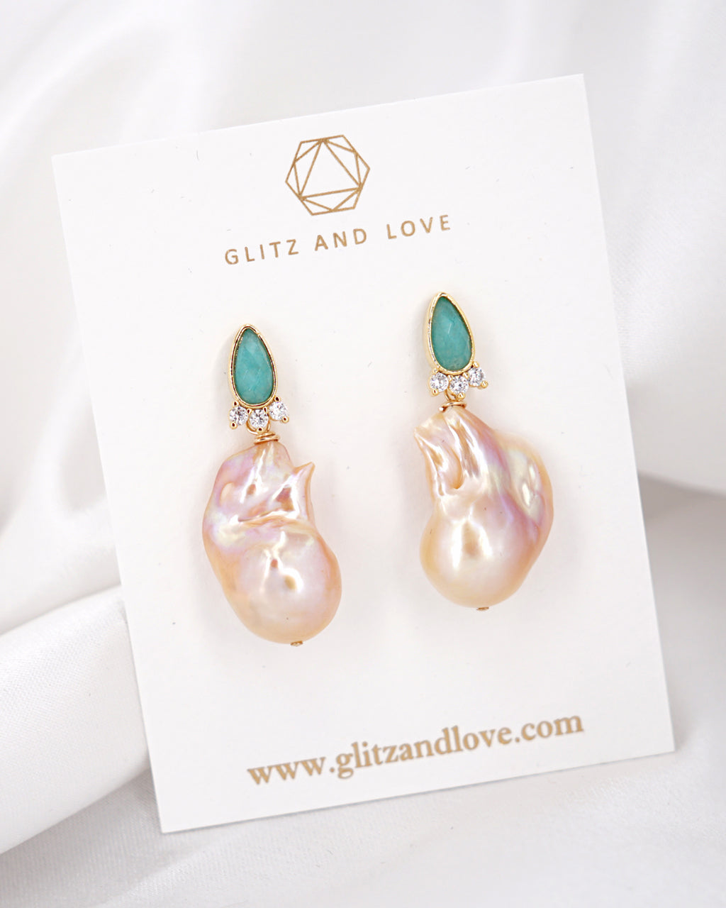 Baroque Pearl Earrings - Gold Mint - Wedding Bridal Jewelry for Brides and Bridesmaids | Singapore