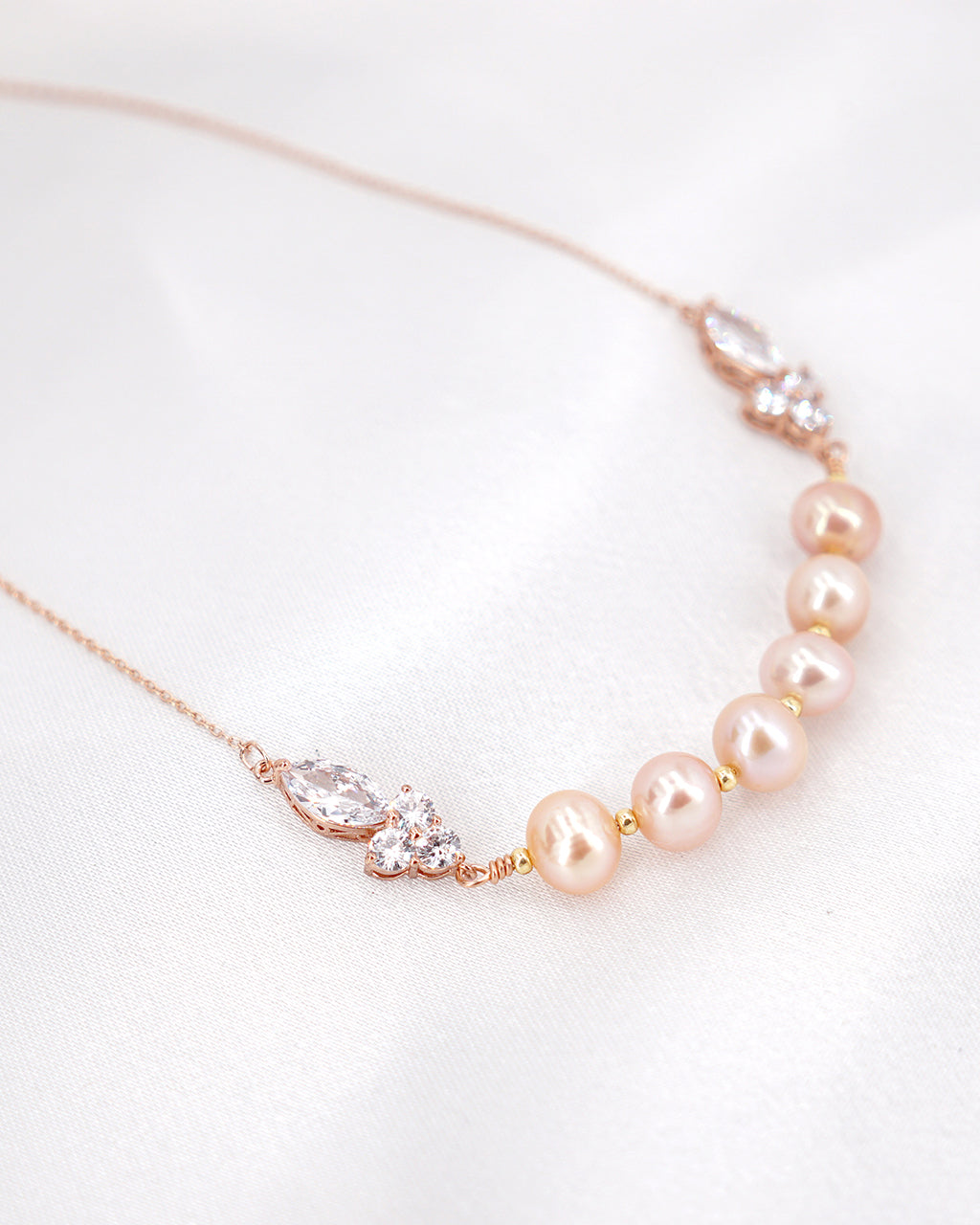 Peach Fuzz Freshwater Pearl Royal Necklace - Wedding Bridal Jewelry for Brides and Bridesmaids | Singapore