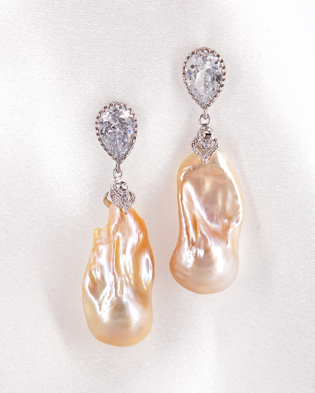 Statement Baroque Pearl Earrings - Golden Flameball - Wedding Bridal Jewelry for Brides and Bridesmaids | Singapore