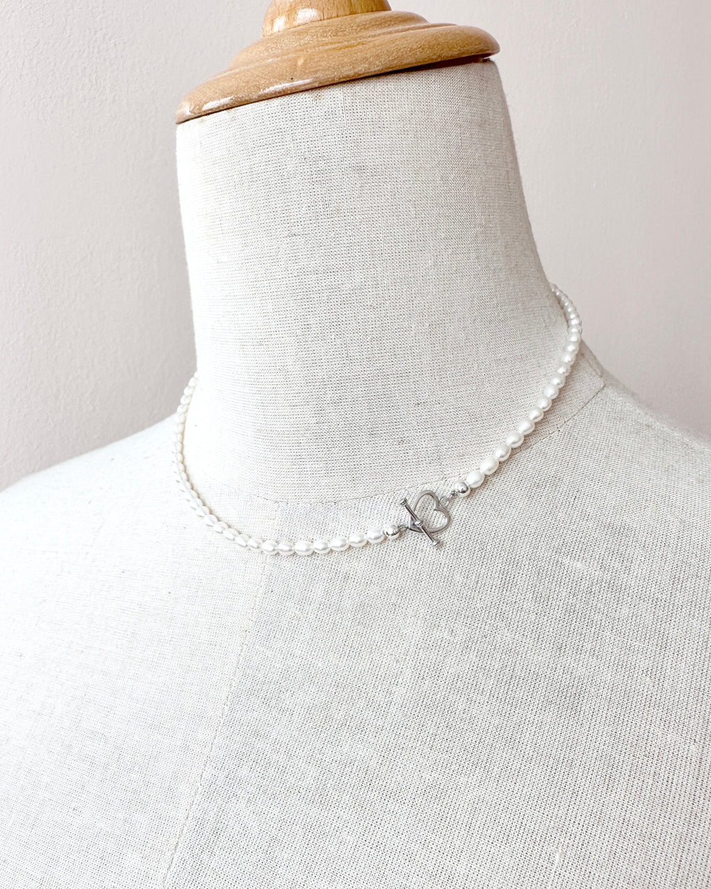 Tiffany & Co Vintage Mini Diamond Heart on Tiny Pearl Necklace 14K White  Gold