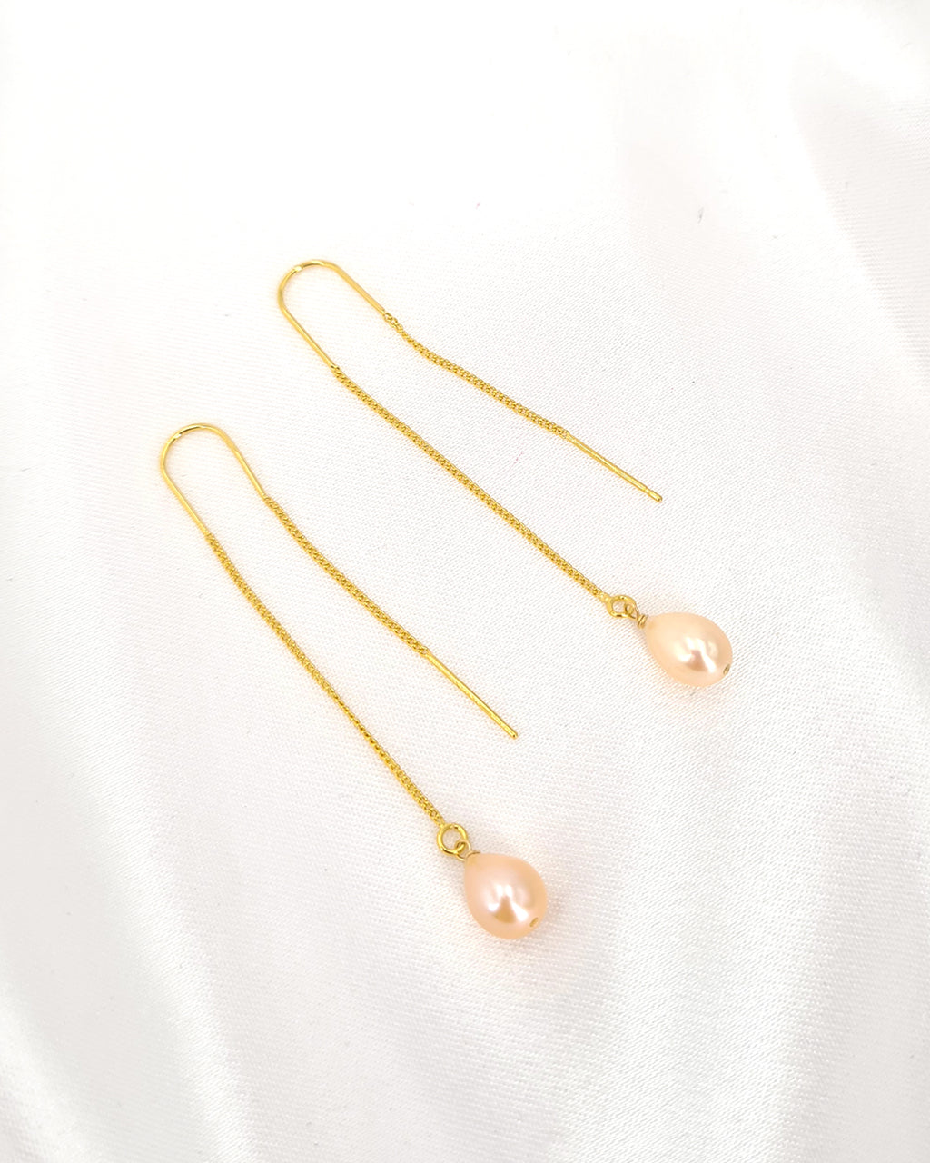 Gold Vermeil Threader Earrings with Teardrop Pearl | Timeless Pearl Jewelry for Wedding and Everyday