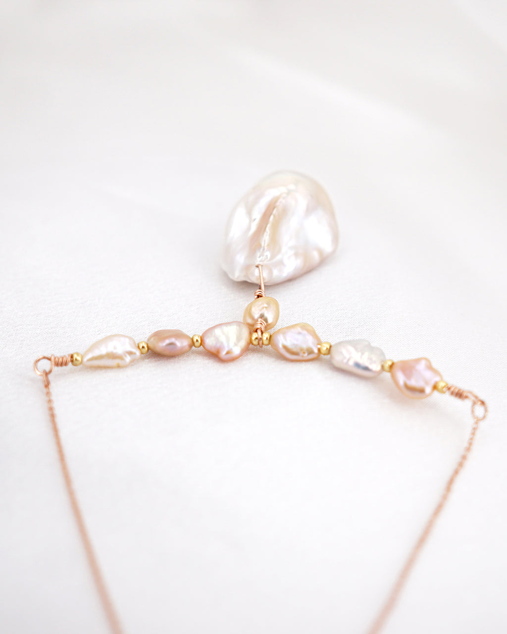 Large White Baroque Pearl Necklace - Detachable Clasp