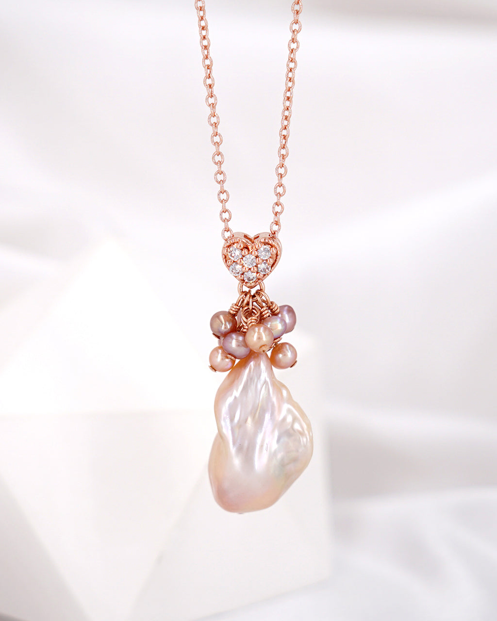 Love Cluster x Light Pink Baroque Pearl Necklace - Wedding Bridal Jewelry for Brides and Bridesmaids | Singapore