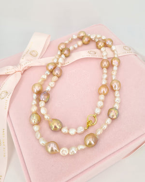 Ariel Baroque Pearl & Pink Seashell Hook Clasp Necklace