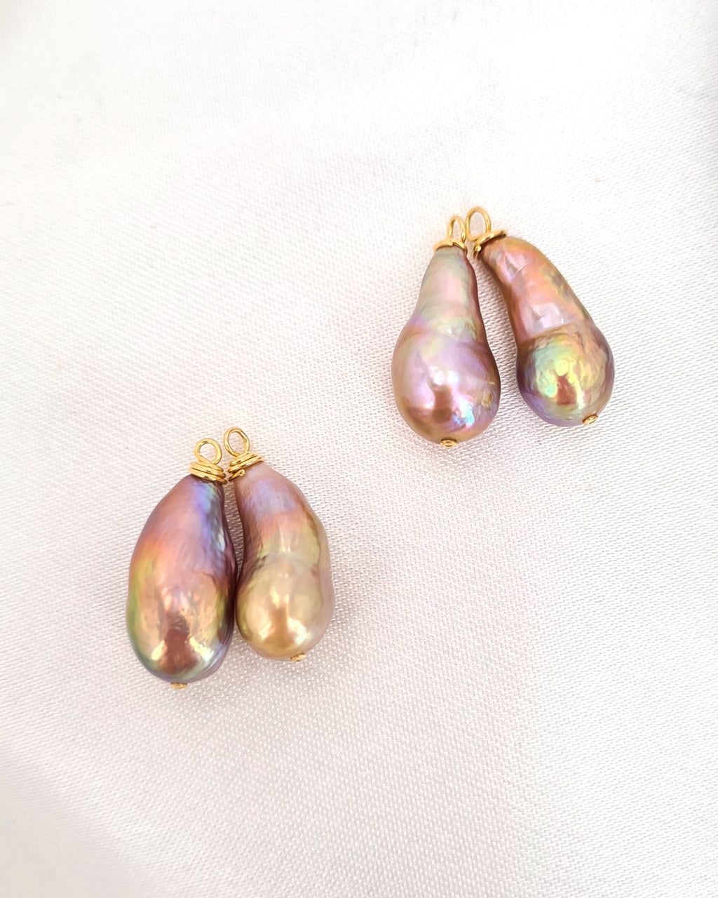 Metallic Baroque Pearl Threader Earrings | Freshwater Pearl Jewelry