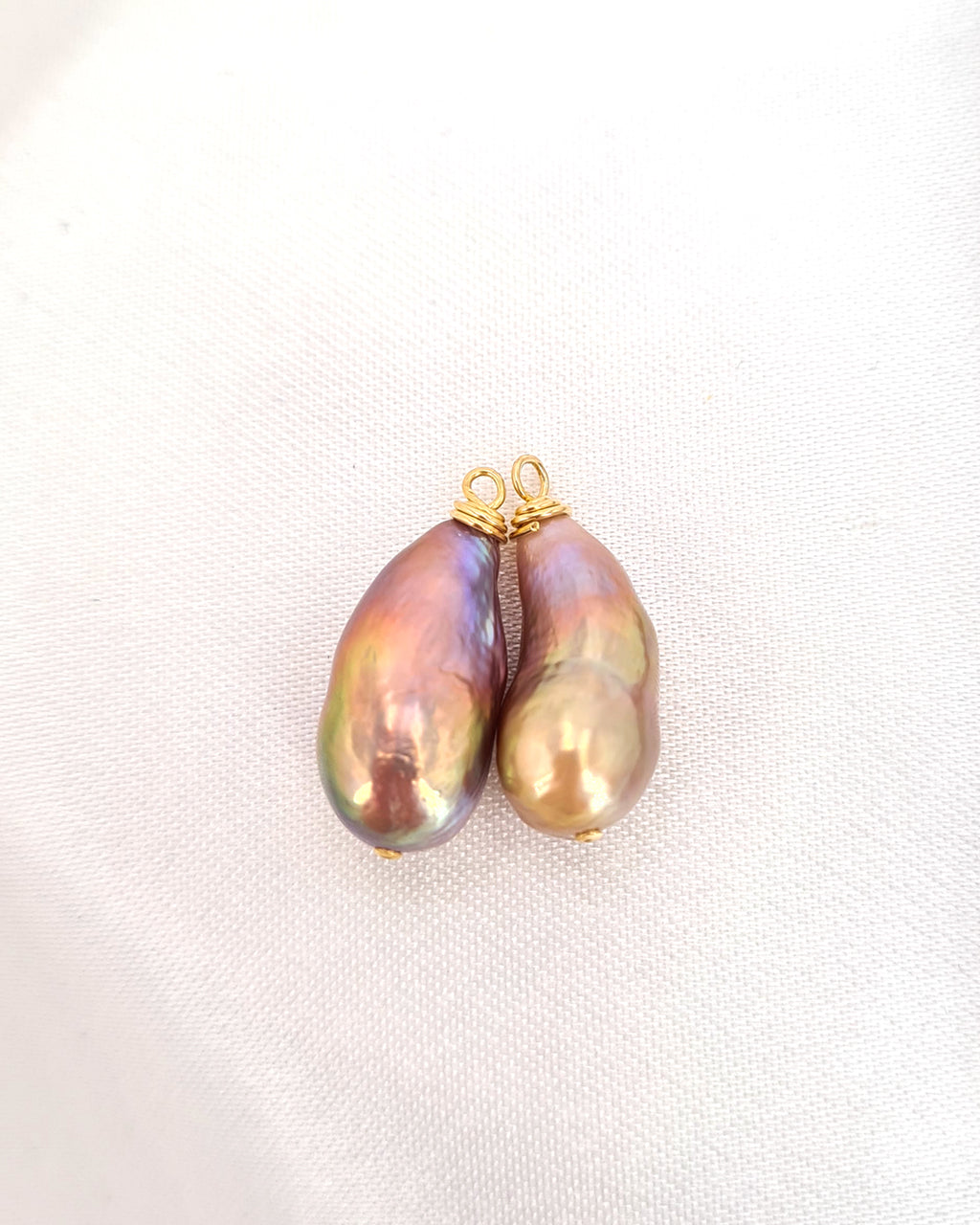 Metallic Baroque Pearl Threader Earrings | Freshwater Pearl Jewelry