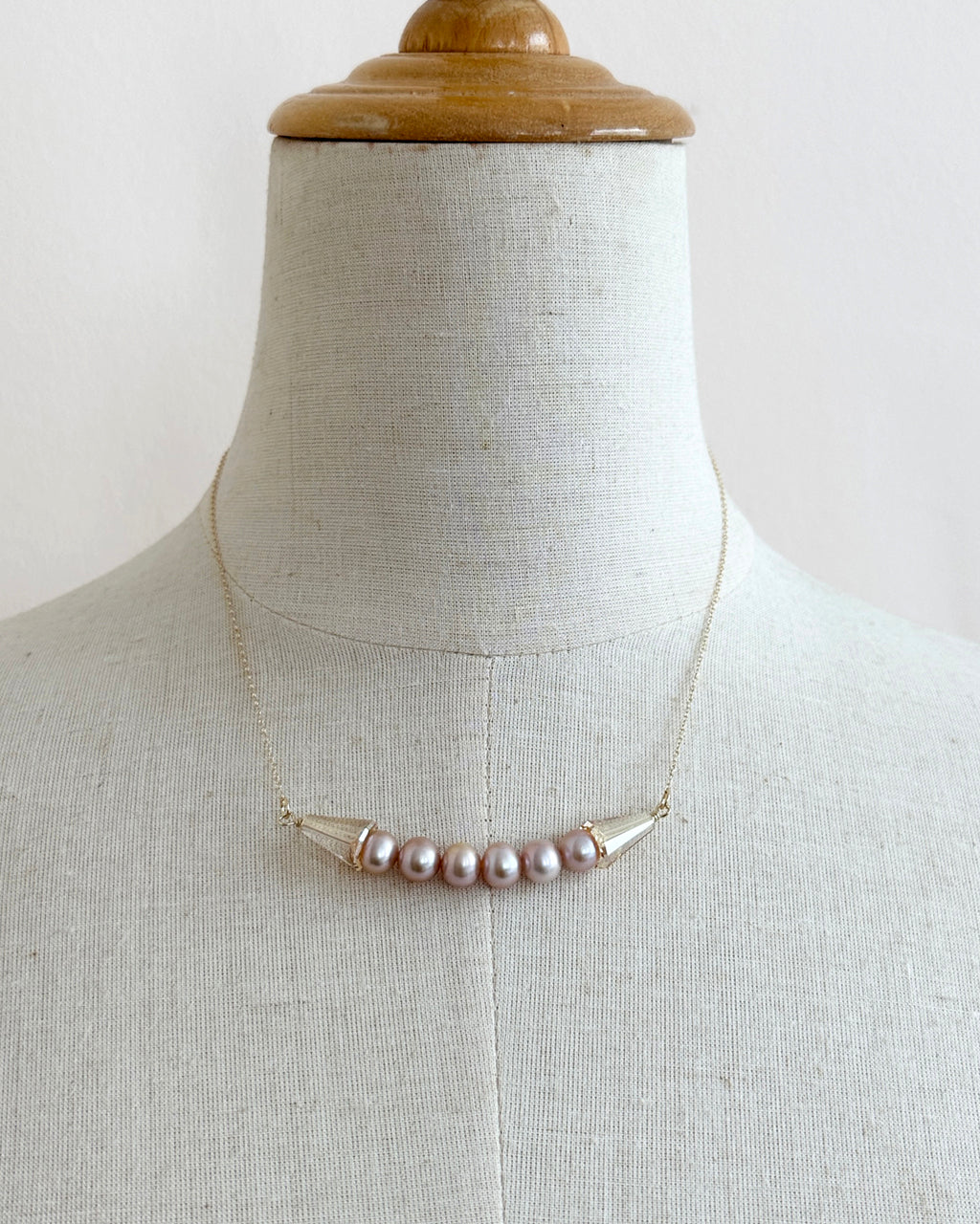 Modern Edgy Purple Pearl Necklace with Light Bronze Crystal