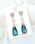 Green Eyed Panther Silver Earrings - Baroque Keshi Pearls & Bermuda Blue Crystals - Wedding Bridal Jewelry for Brides and Bridesmaids | Singapore