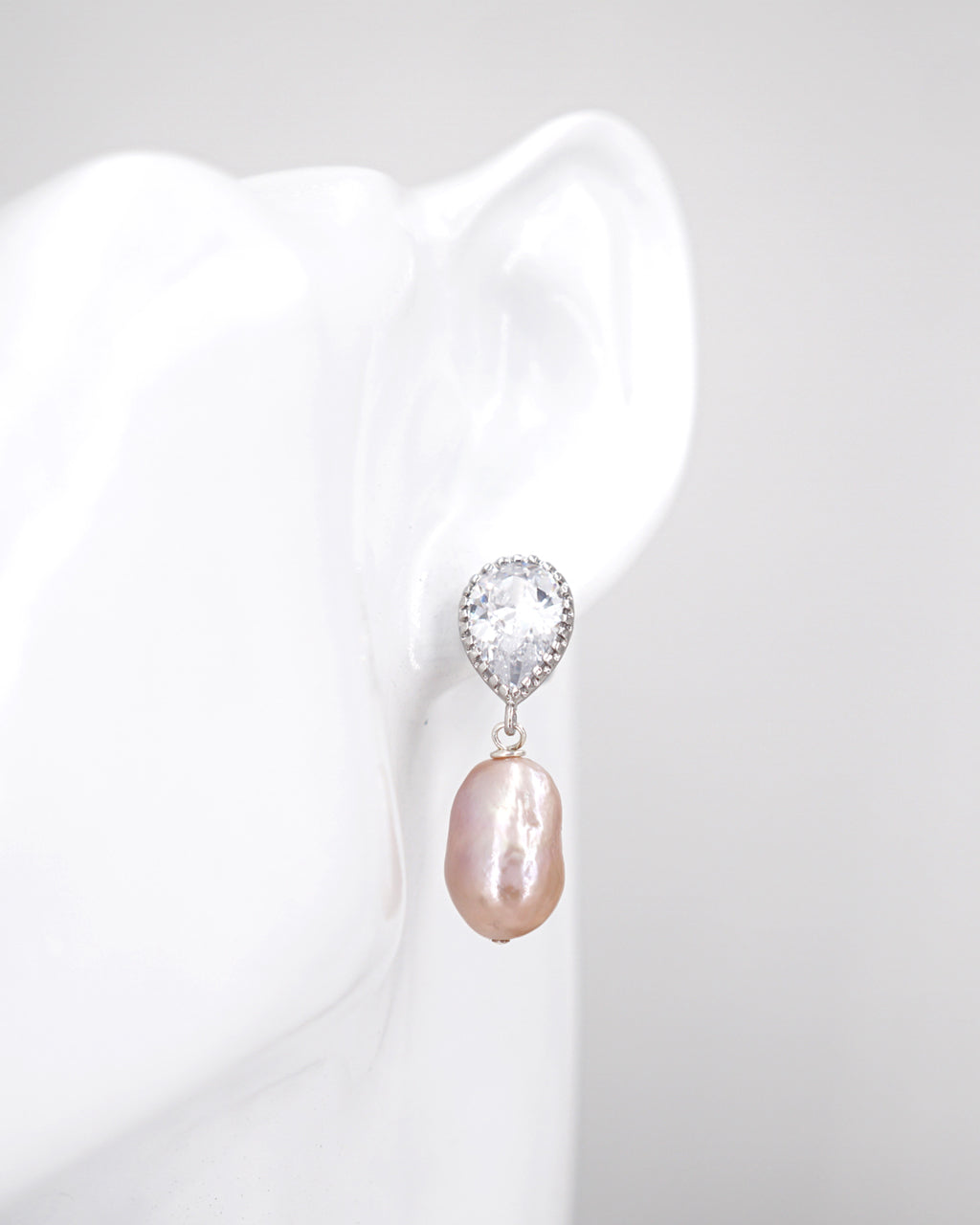 Pink Baroque Pearl Teardrop Earrings - Petite - Wedding Bridal Jewelry for Brides and Bridesmaids | Singapore