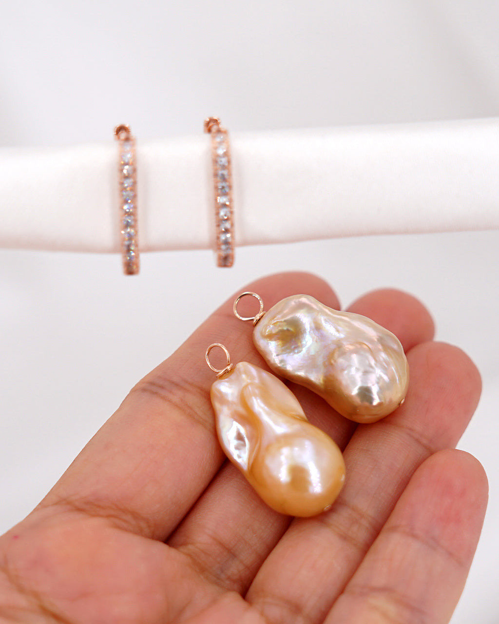 Pearl earrings with rose gold clearance