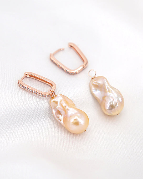 Femine Harmony” Round Pink Freshwater Pearl Earrings, Rose Gold plated  Silver, bridesmaid jewelry – Crystal boutique