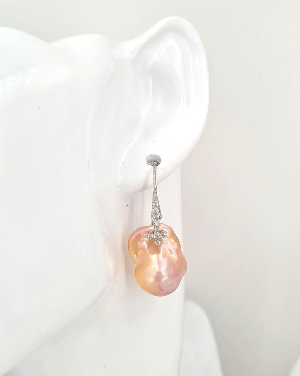 Elegant Baroque Pearl Earrings - Pink Lavender Flameball - Wedding Bridal Jewelry for Brides and Bridesmaids | Singapore
