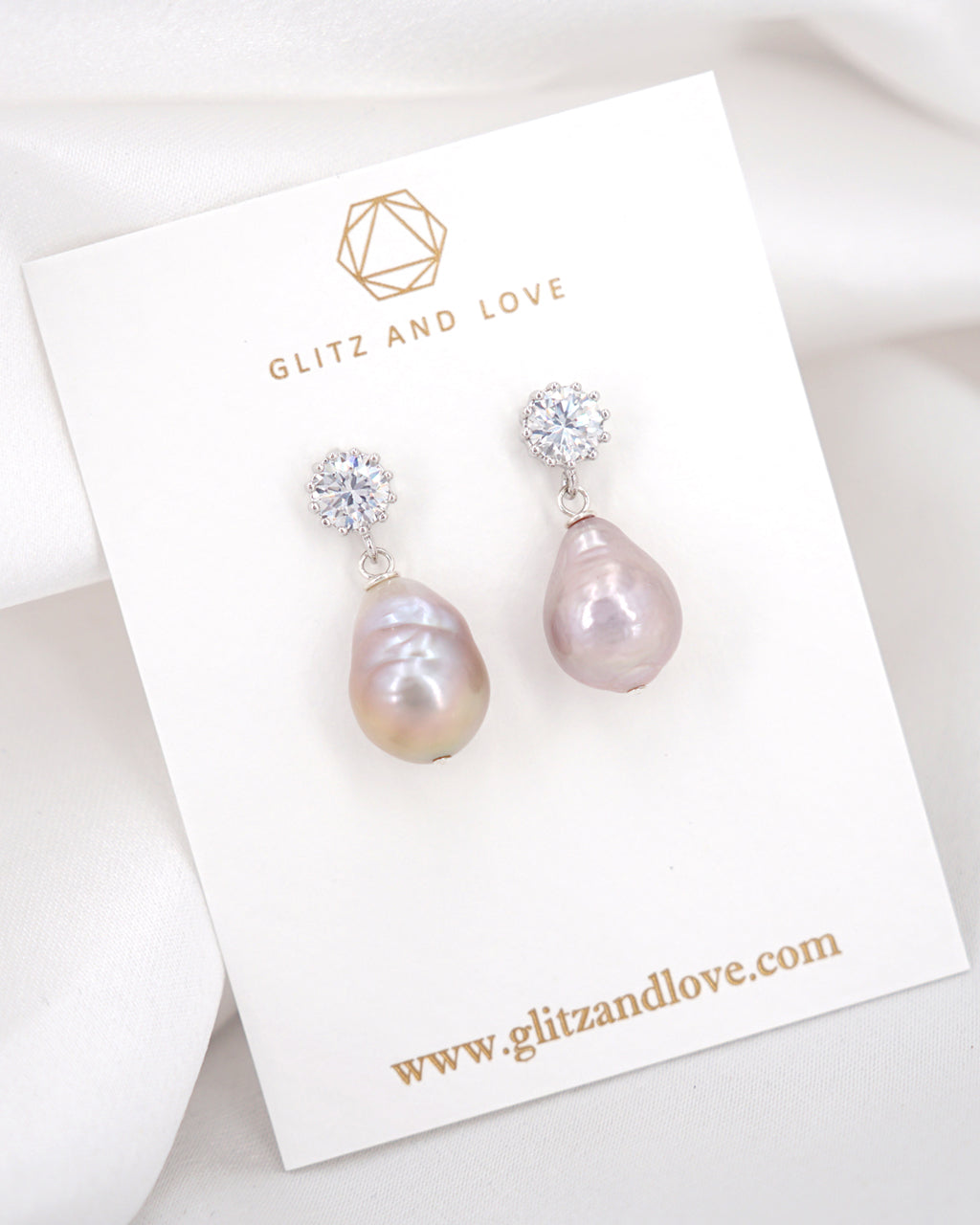 Purple Baroque Pearl Crystal Earrings - Petite - Wedding Bridal Jewelry for Brides and Bridesmaids | Singapore