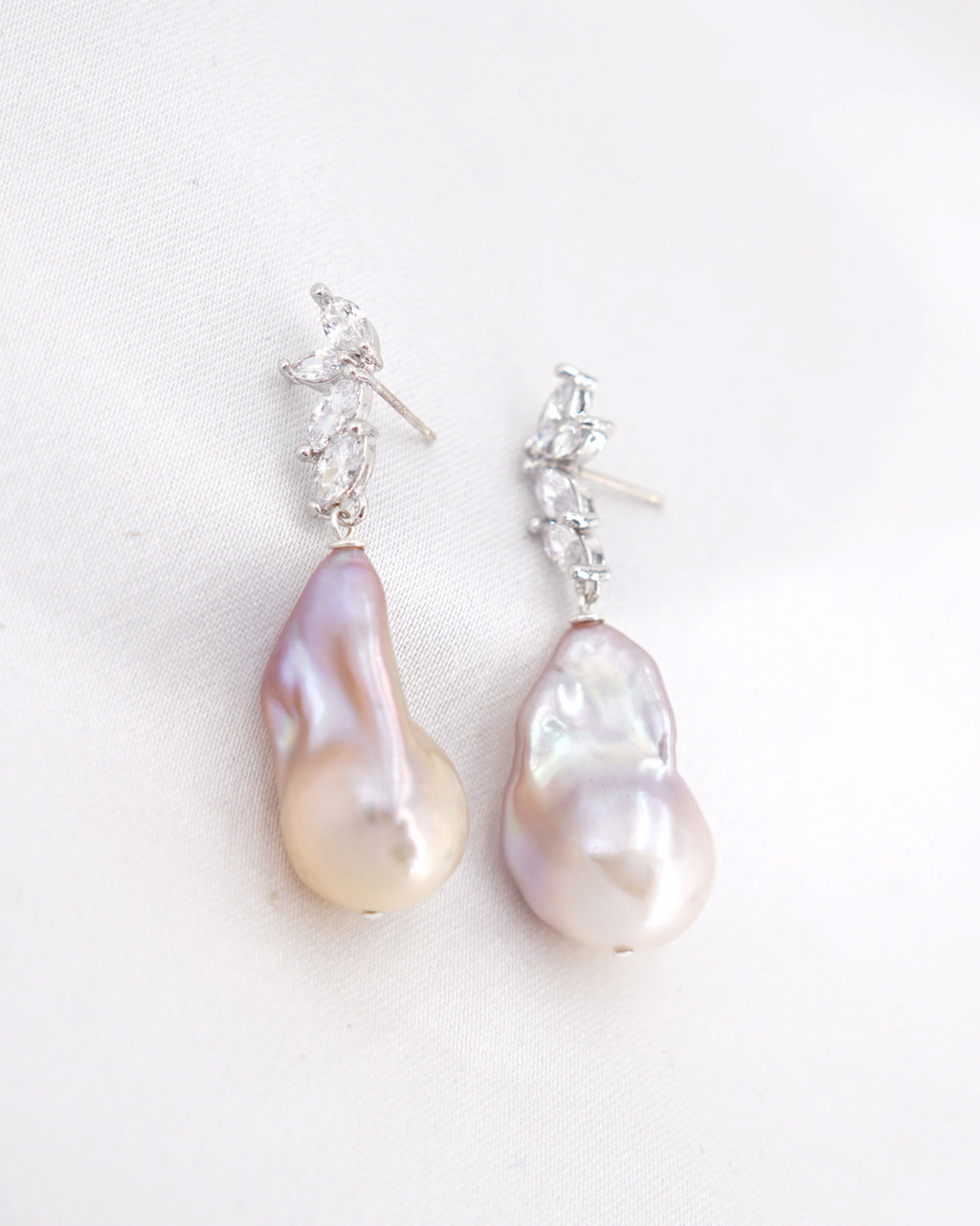 Purple Baroque Pearl Earrings - Fairy Wings - Wedding Bridal Jewelry for Brides and Bridesmaids | Singapore