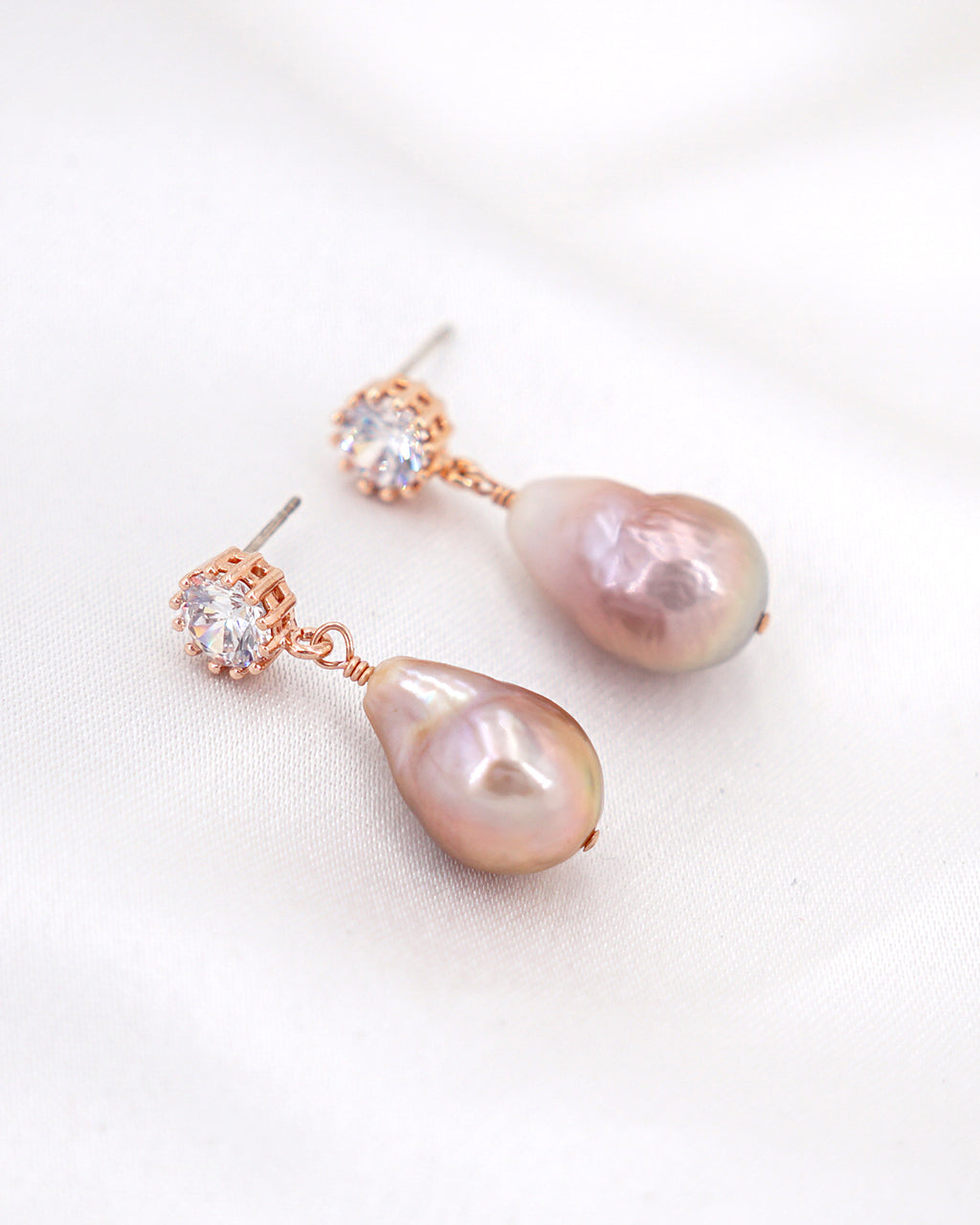 Purple Baroque Pearl Earrings - Round Sparkle Petite - Wedding Bridal Jewelry for Brides and Bridesmaids | Singapore
