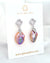 Baroque Pearl Clover Crystal Earrings - Purple Gold Pink Pearls 