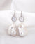 Statement Baroque Pearl Oval Chandelier Earrings - White Flameball - Wedding Bridal Jewelry for Brides and Bridesmaids | Singapore
