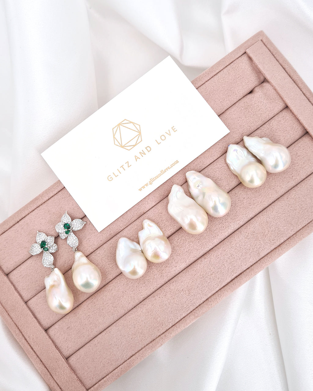 White Baroque Pearl Floral Earrings - 925 Sterling Silver | Freshwater Pearl Jewelry