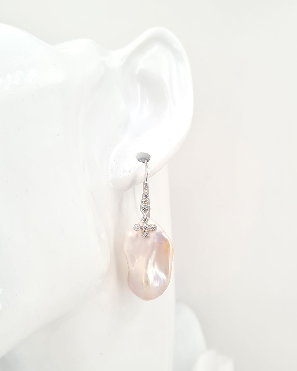 Elegant Baroque Pearl Earrings - White Flameball - Wedding Bridal Jewelry for Brides and Bridesmaids | Singapore