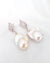 Baroque Pearl Jewelry | Statement Spiral Baroque Pearl Earrings - Icy White