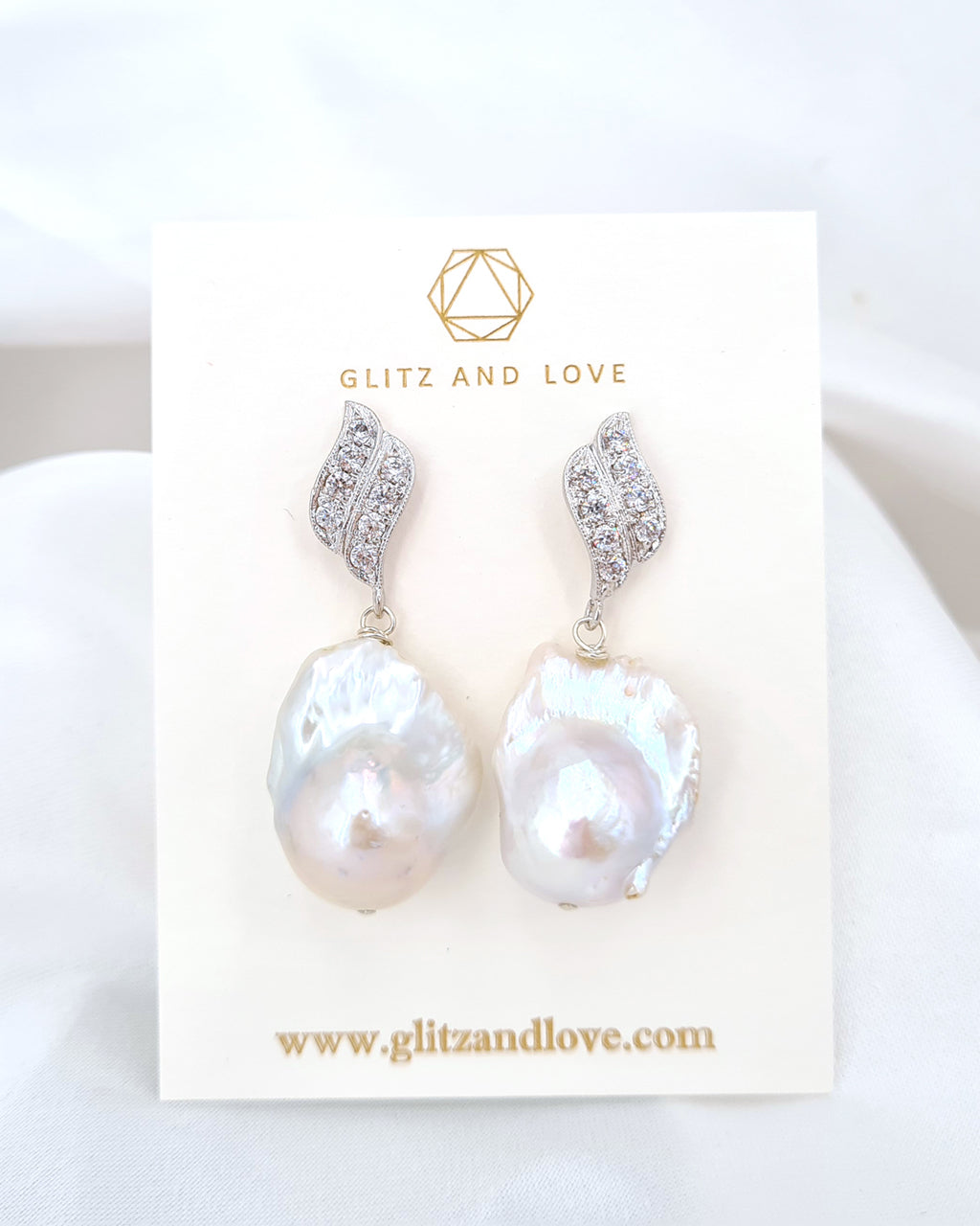 Baroque Pearl Jewelry | Statement Spiral Baroque Pearl Earrings - Icy White
