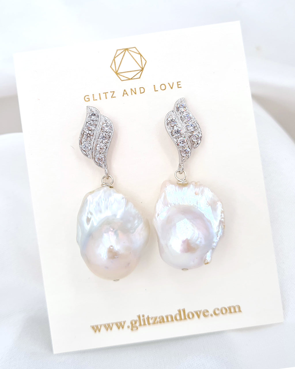 Baroque Pearl Jewelry | Statement Spiral Baroque Pearl Earrings - Icy White