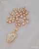 Golden Pink Large Baroque Pearl Backdrop Statement Necklace | Modern Pearl Wedding Bride Jewelry | Pearl Lover