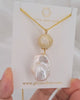 White Baroque Pearl & Yellow Jade Gold Necklace - Minimalist & Elegant