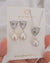 Green Eyed Panther Silver Earrings and Necklace - Baroque Edison White Pearls