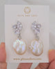 Statement White Baroque Pearl Silver Cluster Crystal Earrings