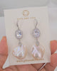 Statement White Baroque Pearl Oval Crystal Chandelier Earrings